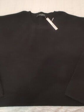 NWT CAARA Black Cashmere Blend Crew Neck Long Sleeve Sweater Size XL